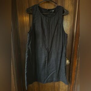 J Crew Black Linen Shift Dress